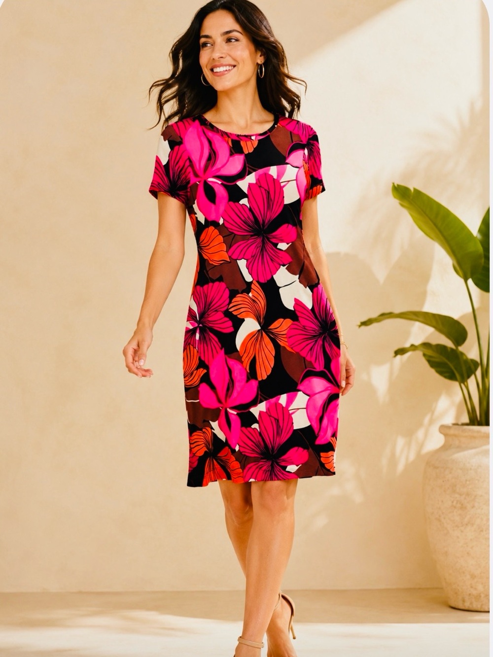 Chico's Travelers Floral midi dress. Size 8-10 or M.